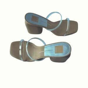 Women's Dolce Vita Nude Snake Embossed Slide Clear Lucite Strap Slip-On Shoes 11